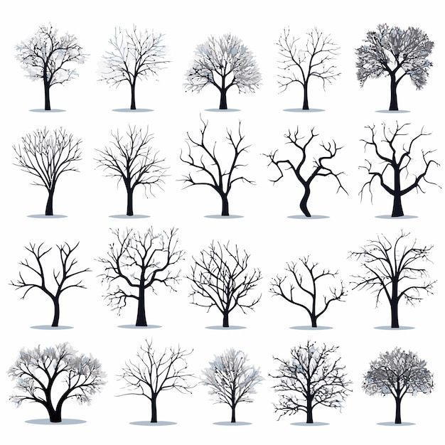 Colección de vectores de árboles de invierno