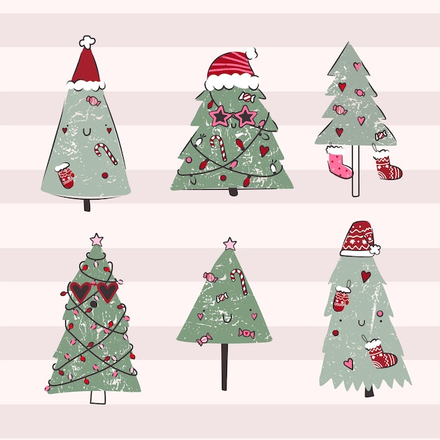 Colección de vectores de árboles de navidad dulces