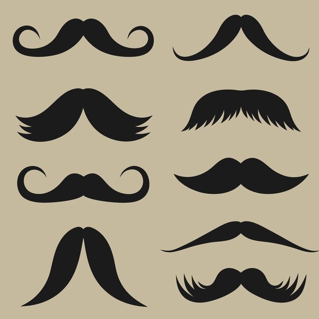 Colección de vectores de bigote negro elegante