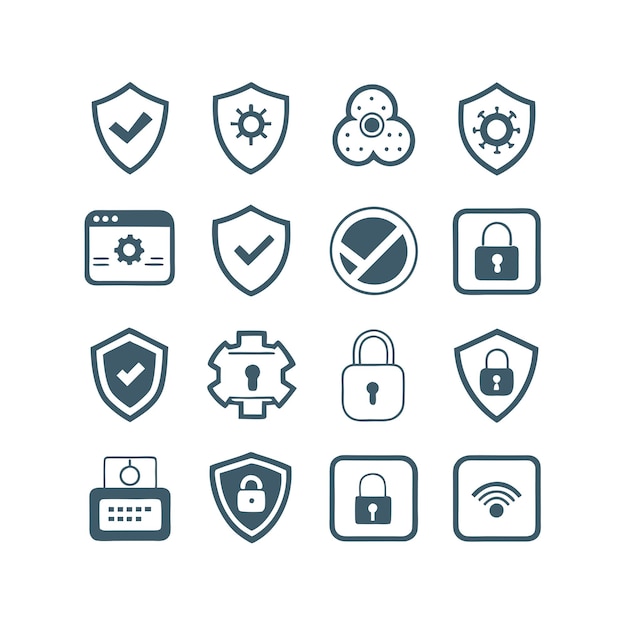 Colección de vectores de bloqueo de icones de seguridad y privacidad para documentos de interfaz de usuario, sitios web y aplicaciones móviles