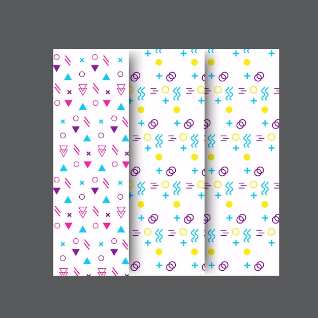 Colección de vectores brillantes con patrones de colores sin costuras diseño vintage retro de moda con fondo funky