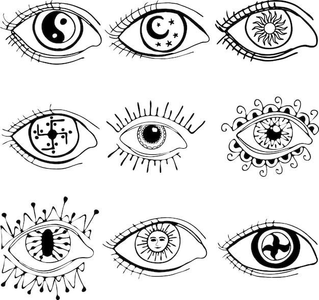 Colección de vectores de conjunto de iconos de ojos. iconos de mirada y visión.