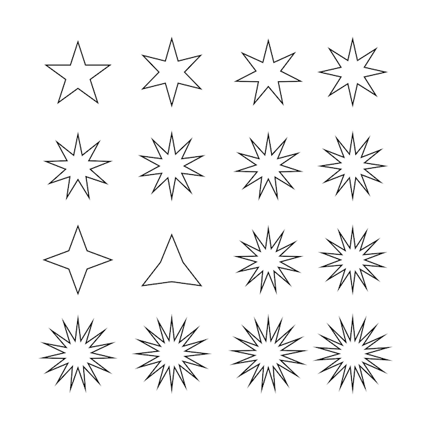 Colección de vectores de contorno de formas geométricas de estrellas
