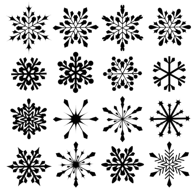 Colección de vectores de copos de nieve Iconos de nieve de invierno Decoraciones navideñas y de año nuevo