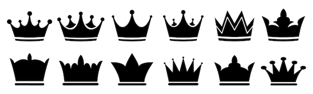 Colección de vectores de la corona real negra
