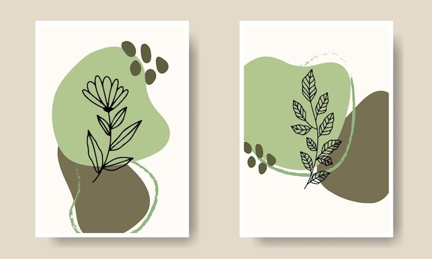 Colección de vectores de cubierta verde minimalista