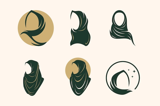 Colección de vectores de diseño de logotipo de hijab de belleza con idea de elemento único