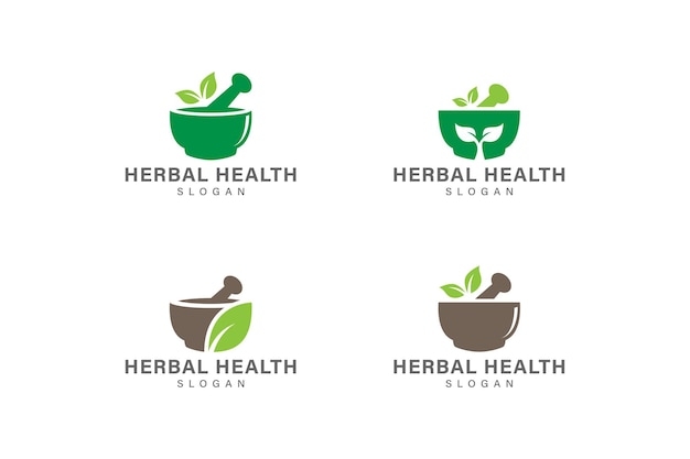 Colección de vectores de diseño de logotipo de salud a base de hierbas
