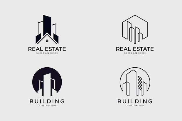 Colección de vectores de diseño de logotipos de edificios para negocios de construcción con ideas creativas