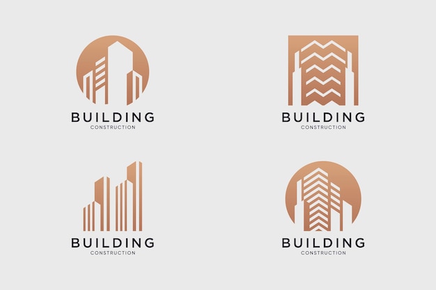 Vector colección de vectores de diseño de logotipos de edificios para negocios de construcción con ideas creativas