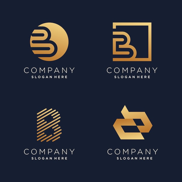 Colección de vectores de elementos de diseño de logotipo de letra B con estilo moderno