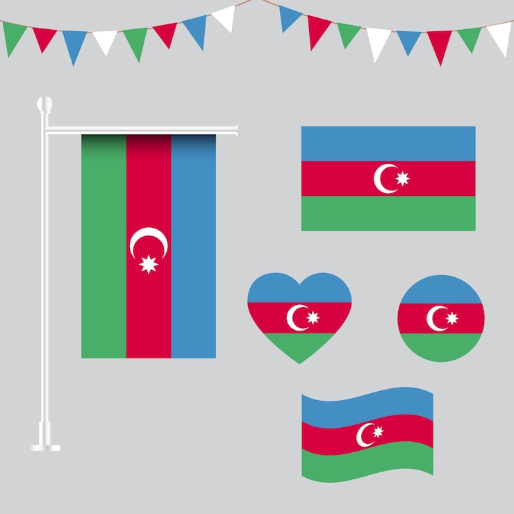 colección de vectores de emblemas e iconos de Azerbaiyán en diferentes formas