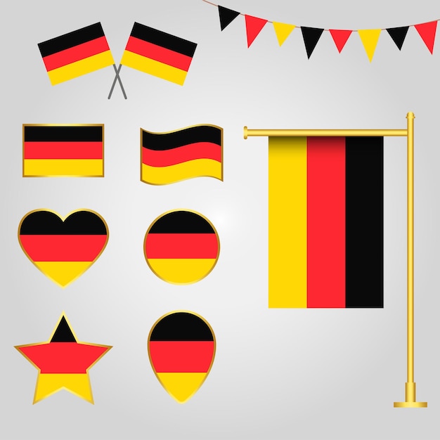 Vector colección de vectores de emblemas e iconos de la bandera de alemania europa en diferentes formas