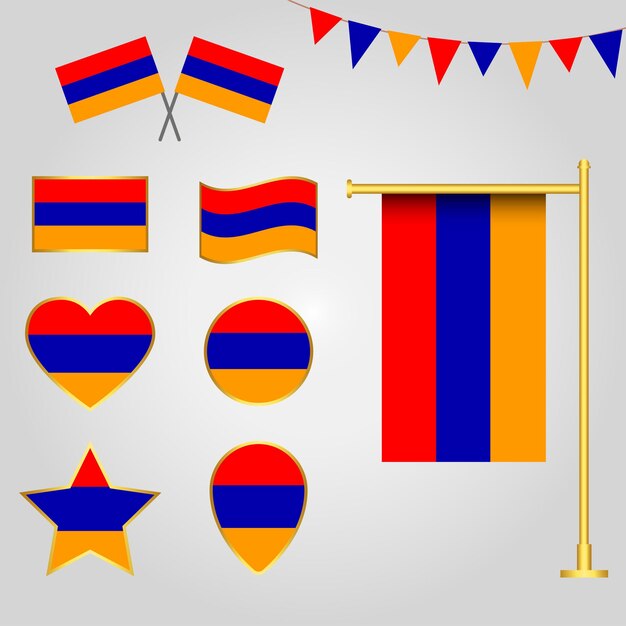 colección de vectores de emblemas e iconos de la bandera de Armenia Europa en diferentes formas