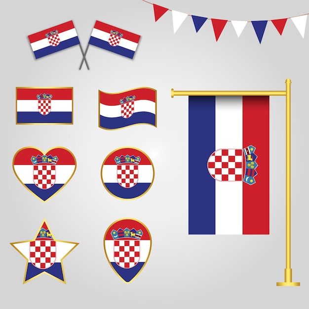 Vector colección de vectores de emblemas e iconos de la bandera de croacia europa en diferentes formas