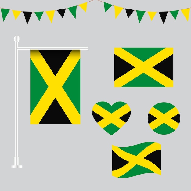 colección de vectores de emblemas e iconos de Jamaica en diferentes formas
