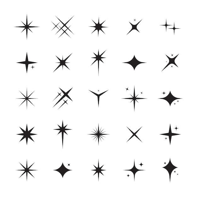 Colección de vectores de estrellas brillantes planas