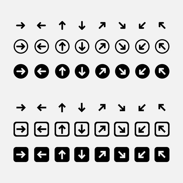 Colección de vectores de flechas modernas y simples en diseño plano