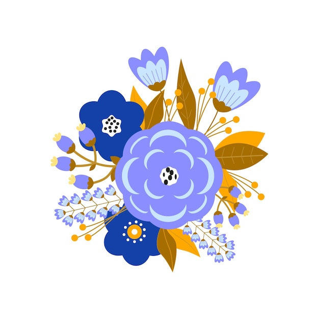 Colección de vectores flores y hojas en estilo plano