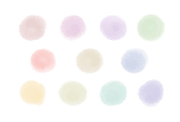 Vector colección de vectores de forma de círculo de acuarela colores del arco iris pastel conjunto de puntos dibujados a mano