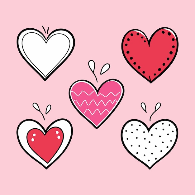 Colección de vectores de forma de corazón dibujados a mano
