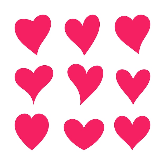 Colección de vectores en forma de corazón rosado