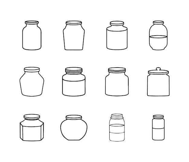 Colección de vectores de frascos de vidrio
