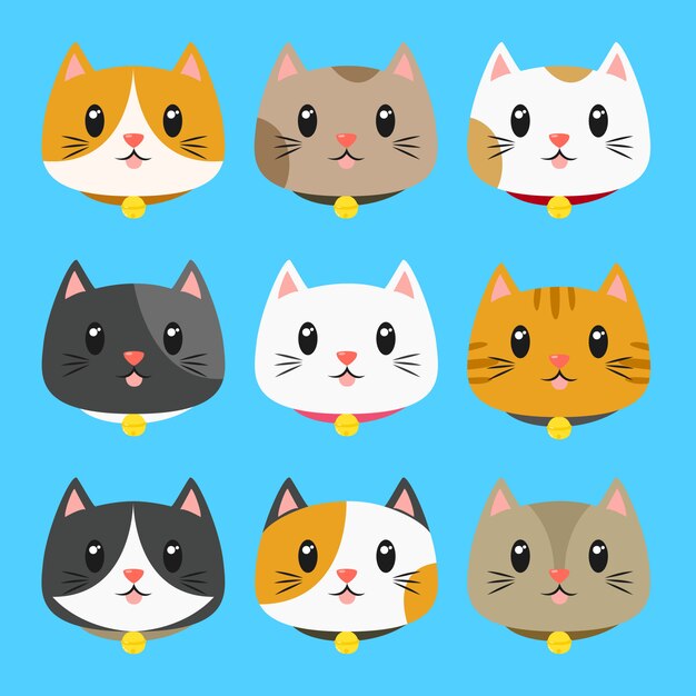 Colección de vectores de gatos lindos