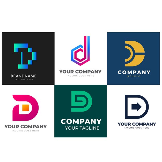 Colección de vectores gratis de diferentes logotipos de gradiente d