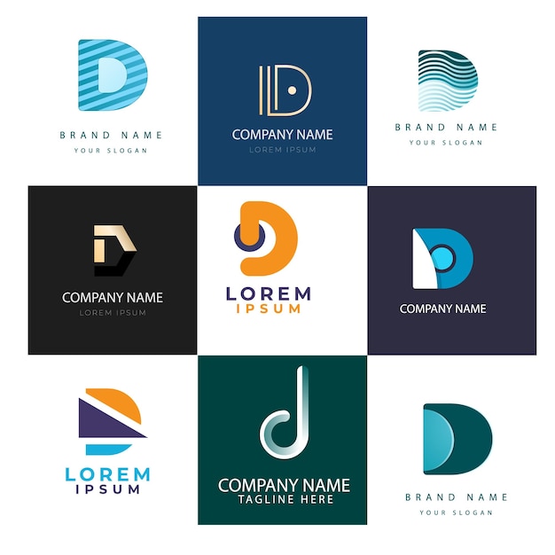 Colección de vectores gratis de diferentes logotipos de gradiente d