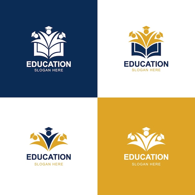 colección de vectores gratis de diseño de logotipo de educación plana