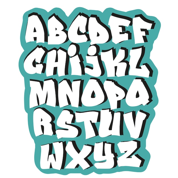 Colección de vectores gratis de letras del alfabeto de graffiti creativo