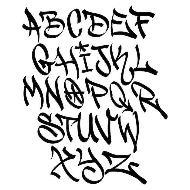 Colección de vectores gratis de letras del alfabeto de graffiti creativo