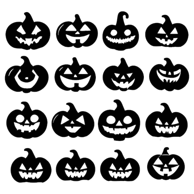 Colección de vectores gratis de silueta de calabaza de Halloween