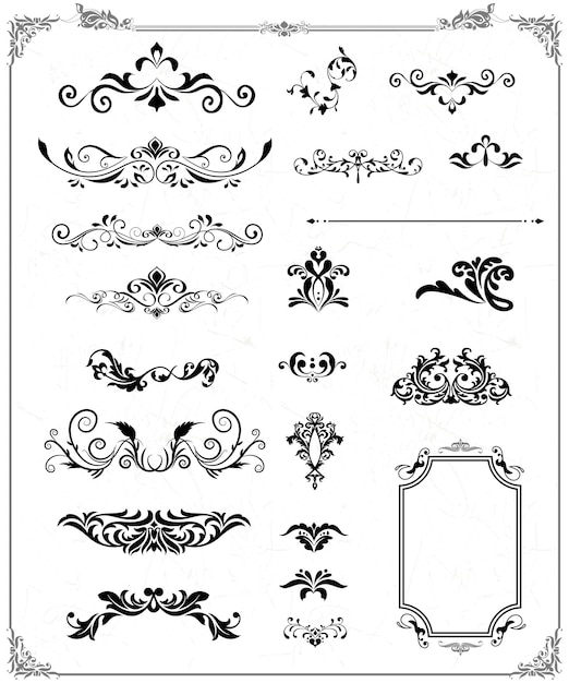 Colección de vectores gratuita de ilustraciones vectoriales de ornamentos de etiquetas