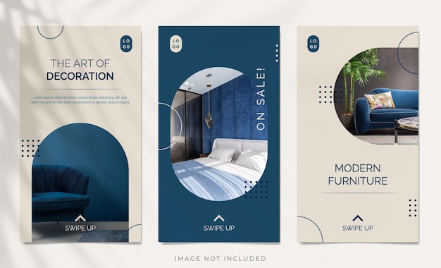 Colección de vectores de historias de instagram de diseño de interiores