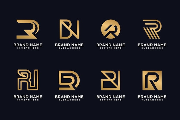 Colección de vectores de iconos de elementos de diseño de letra R con un concepto único creativo