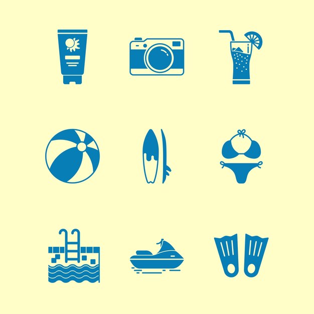 Colección de vectores de iconos de verano