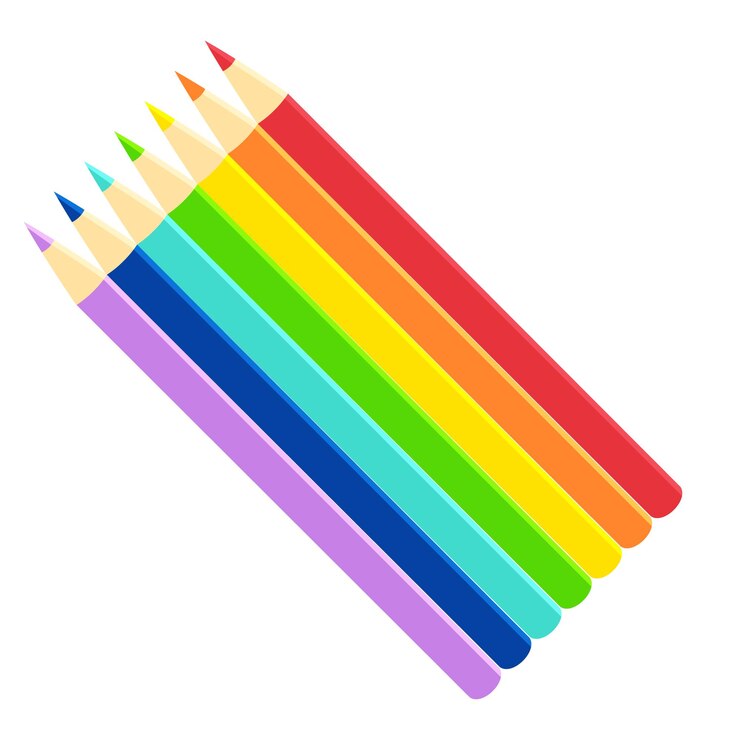 Vector colección de vectores de lápices de colores en estilo plano