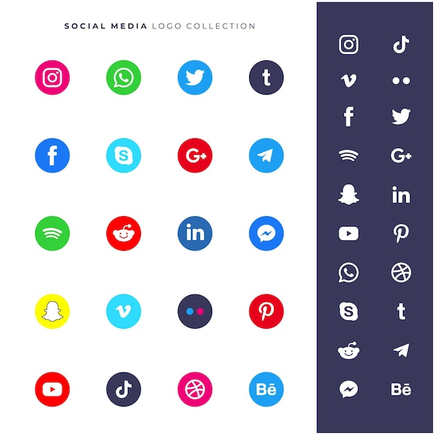 Vector colección de vectores de logotipos de redes sociales