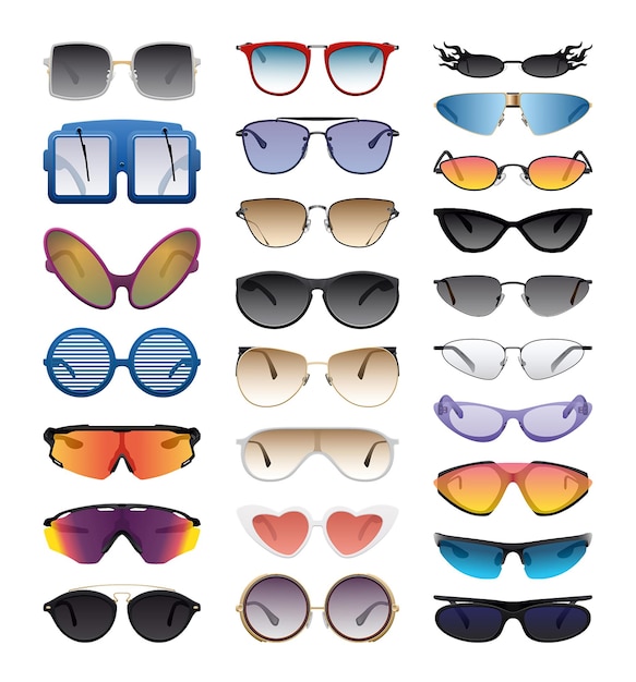 Colección de vectores de máscaras de gafas coloridas detalladas