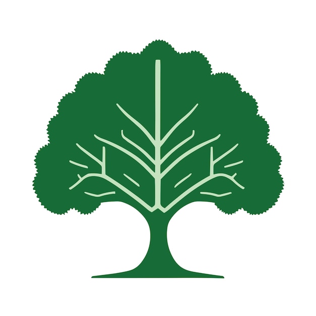 colección de vectores de naturaleza de ilustración plana de árbol simple y grande