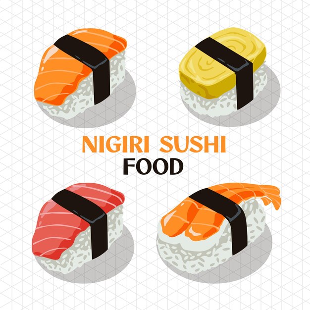 Colección de vectores Nigiri Sushi