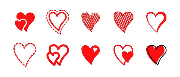 Colección de vectores de ornamento de forma de amor romántico