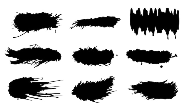 Una colección de vectores de pincel negro con fondo blanco