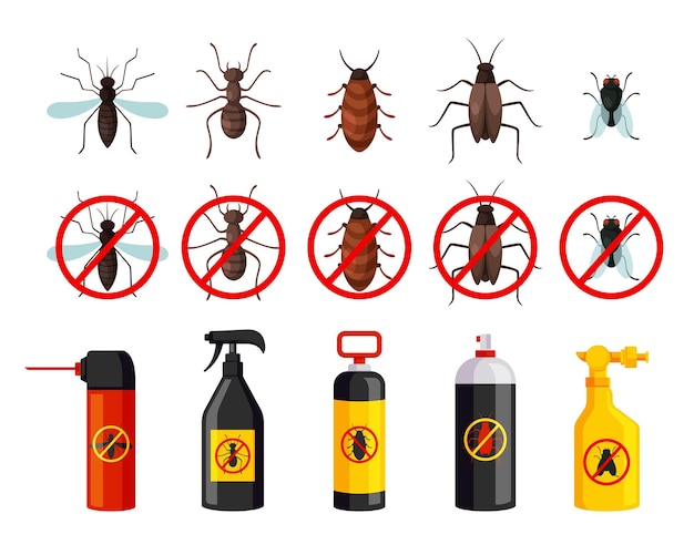 Vector colección de vectores de plagas y pesticidas