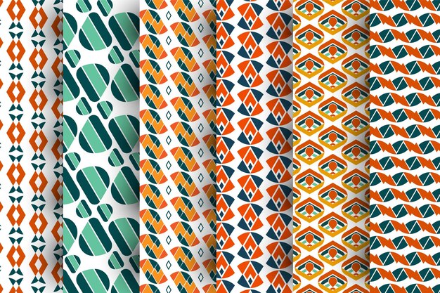 Colección de vectores premium de conjunto de fondo geométrico de diseño de patrones sin fisuras de moda