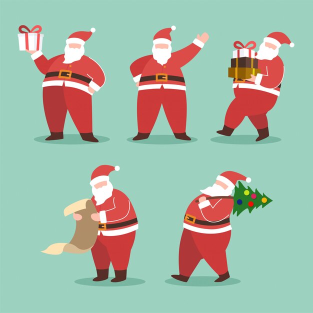 Colección de vectores de santa claus