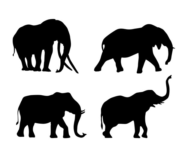 Colección de vectores de silueta de elefante