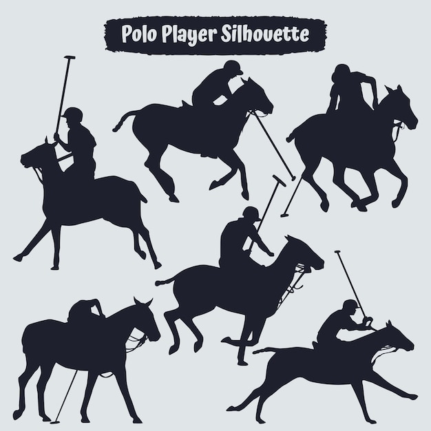 Colección de vectores de silueta de jugador de polo